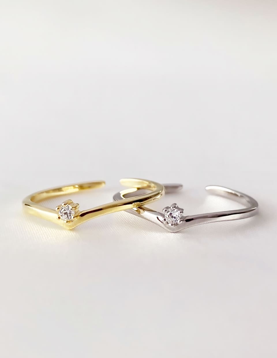 CZ V字カットリング シルバー925