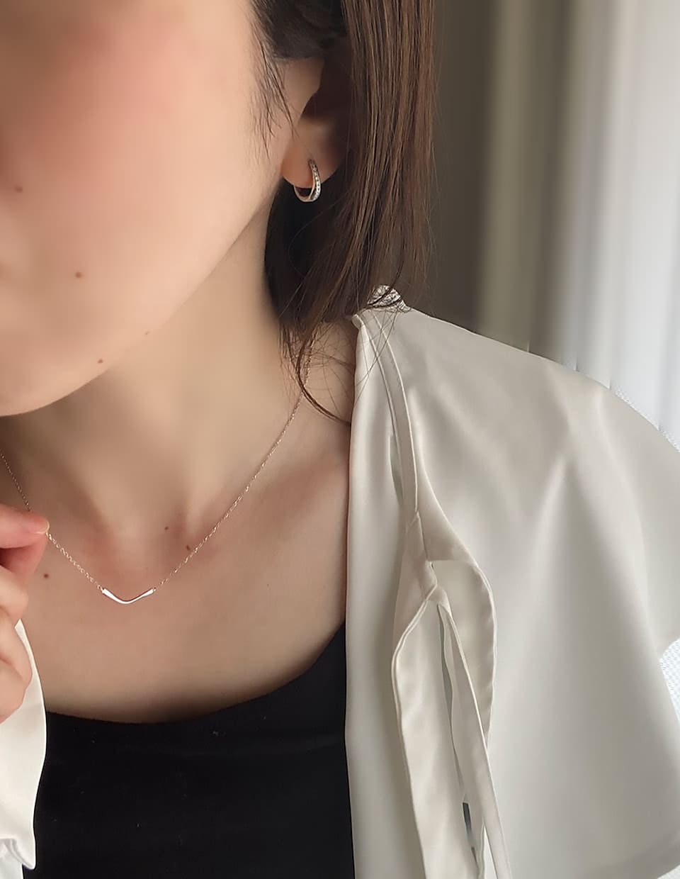 ニュアンスVカーブネックレス SV925｜金属アレルギー対応 大人シンプル