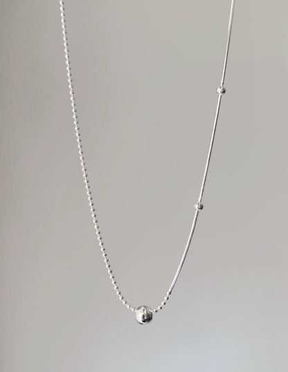 ハーフチェーンボールネックレス シルバー925