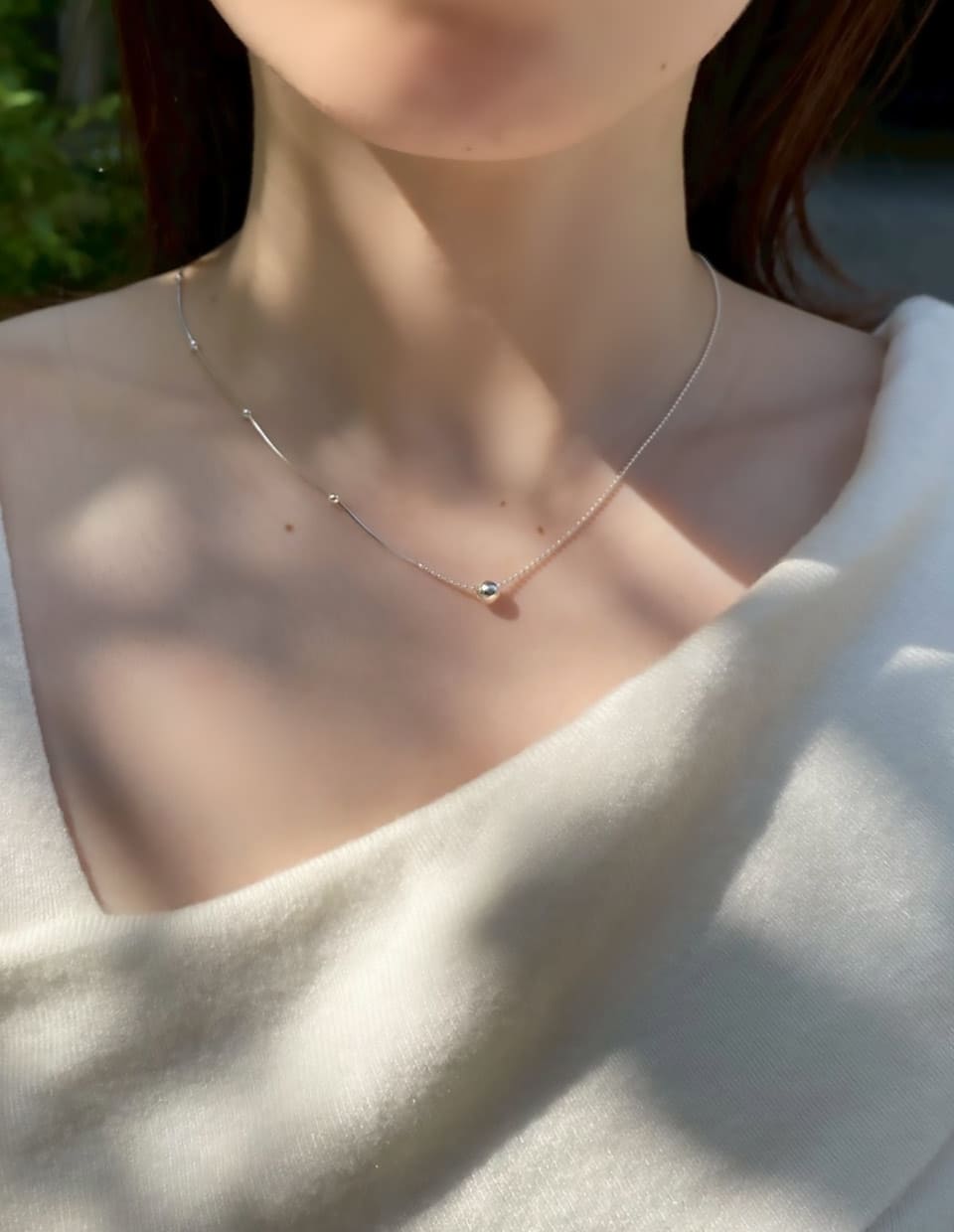 ハーフチェーンボールネックレス シルバー925