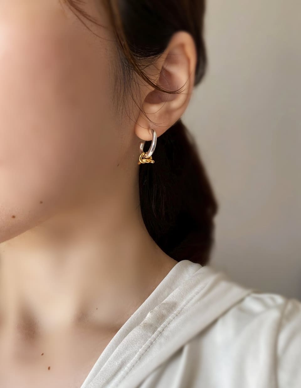ミックスデュオフープピアス シルバー925