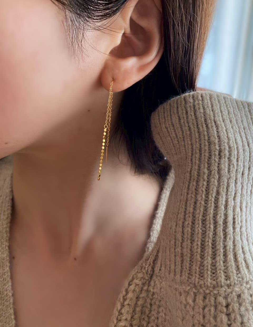 フラットボールチェーンピアス SV925