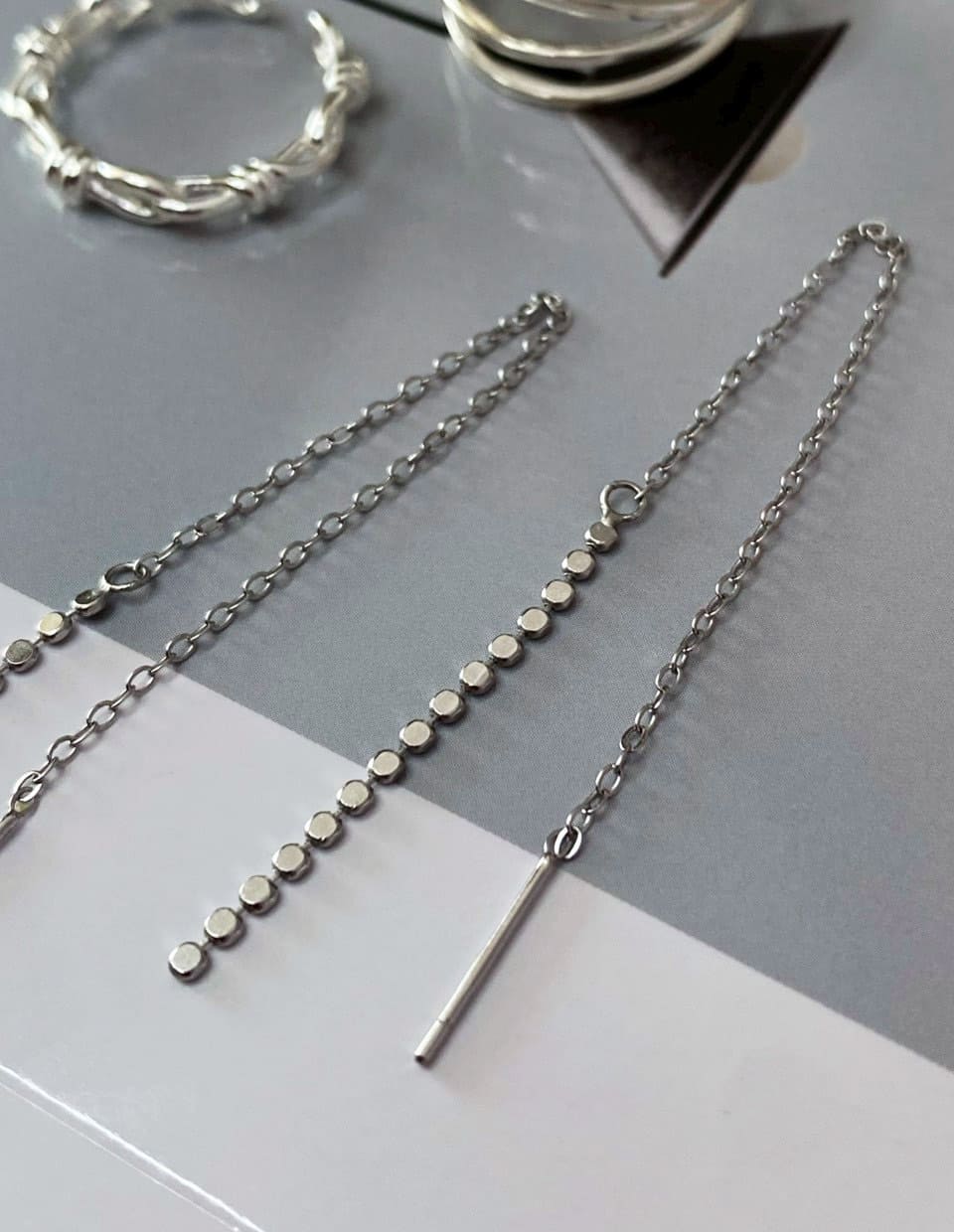 フラットボールチェーンピアス SV925
