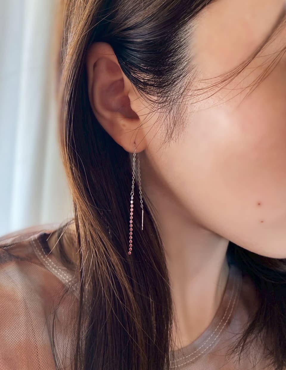 フラットボールチェーンピアス SV925 – 金属アレルギー対応の