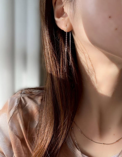 フラットボールチェーンピアス SV925