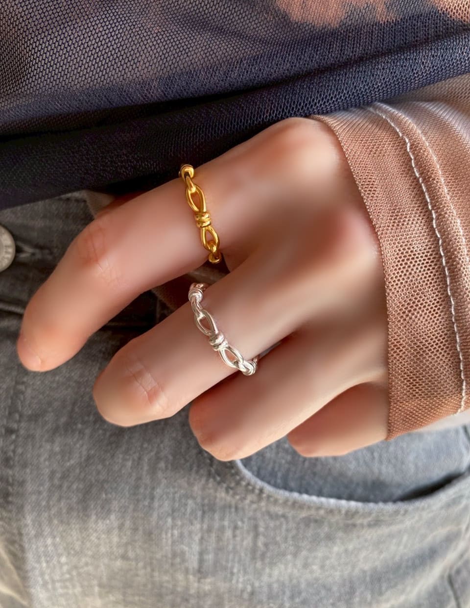 チェーンノットリング SV925 – 金属アレルギー対応のアクセサリー