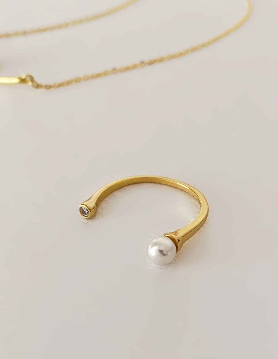 パール×ジルコン フォークリング SV925