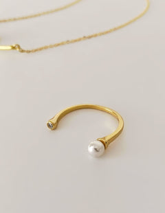 パール×ジルコン フォークリング SV925