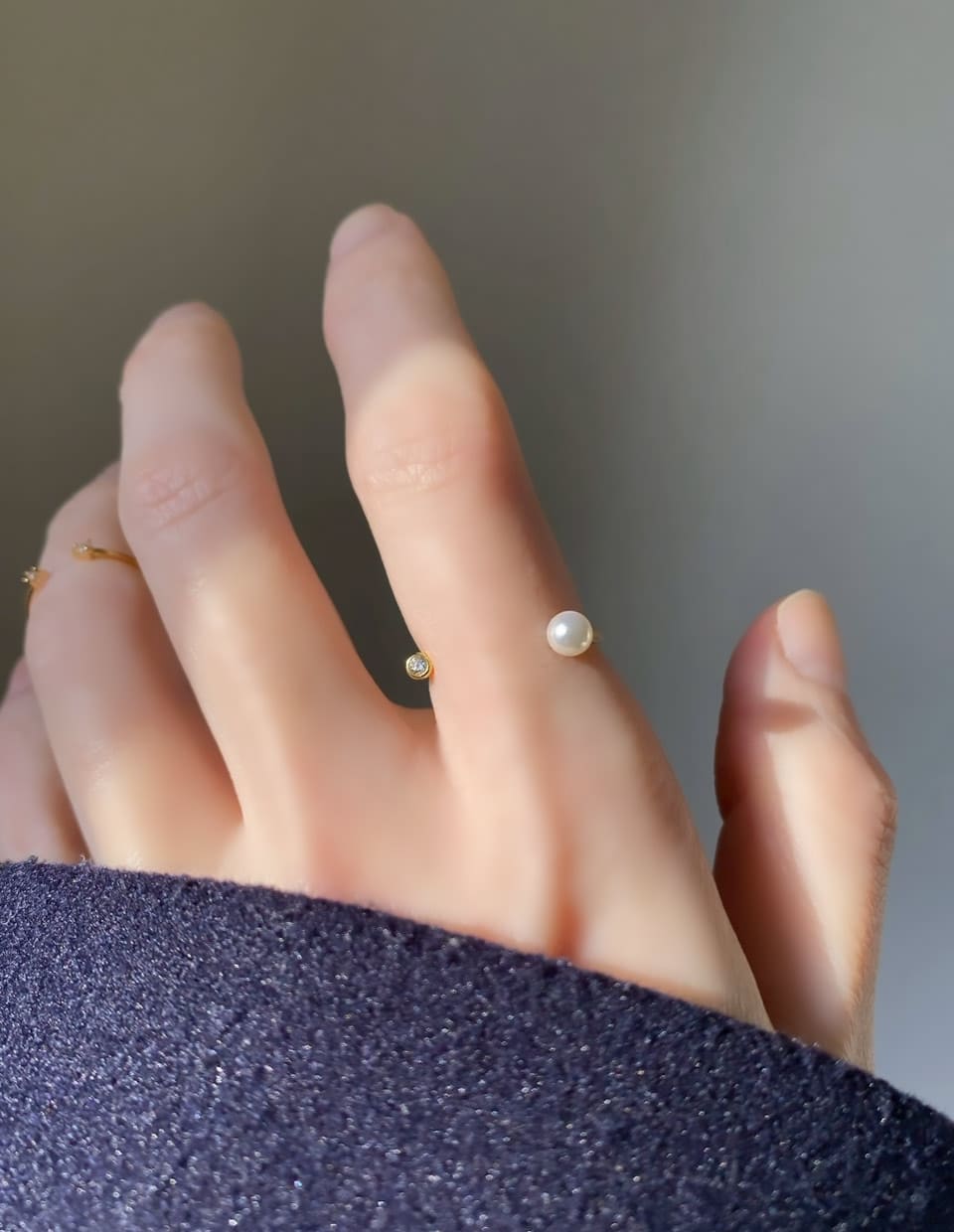 パール×ジルコン フォークリング SV925