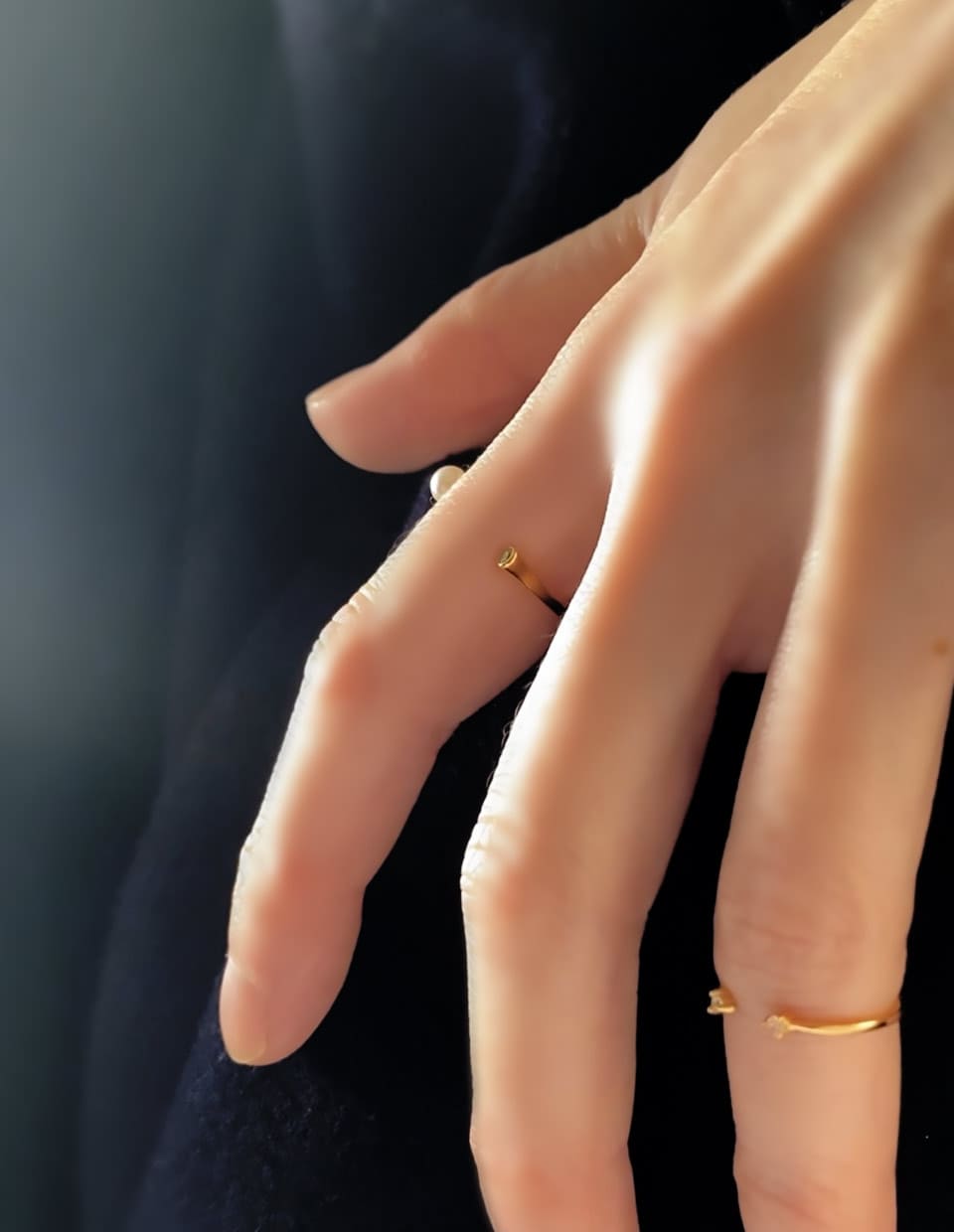 パール×ジルコン フォークリング SV925