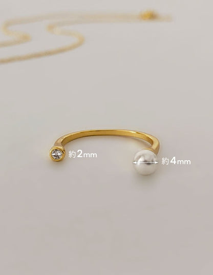 パール×ジルコン フォークリング SV925