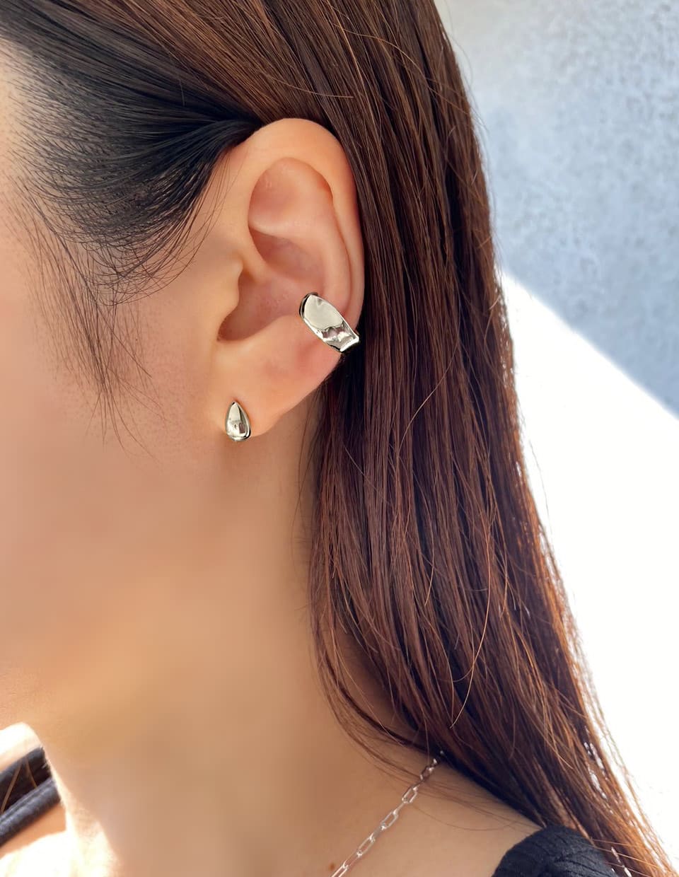 SET]こつぶドロップピアス＋カーブイヤーカフ シルバー925（2SET